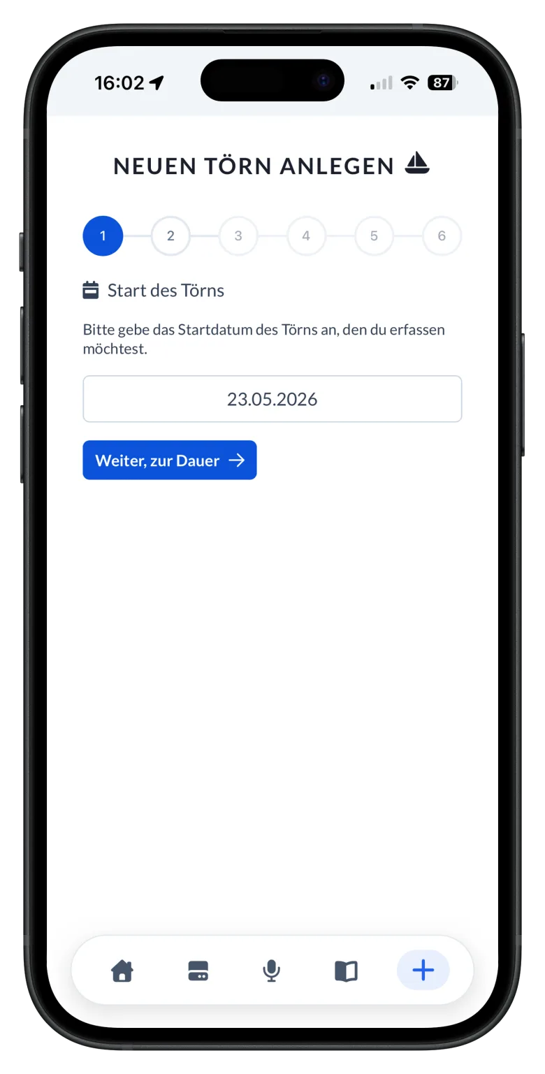 Neuen Törn anlegen – Schritt für Schritt