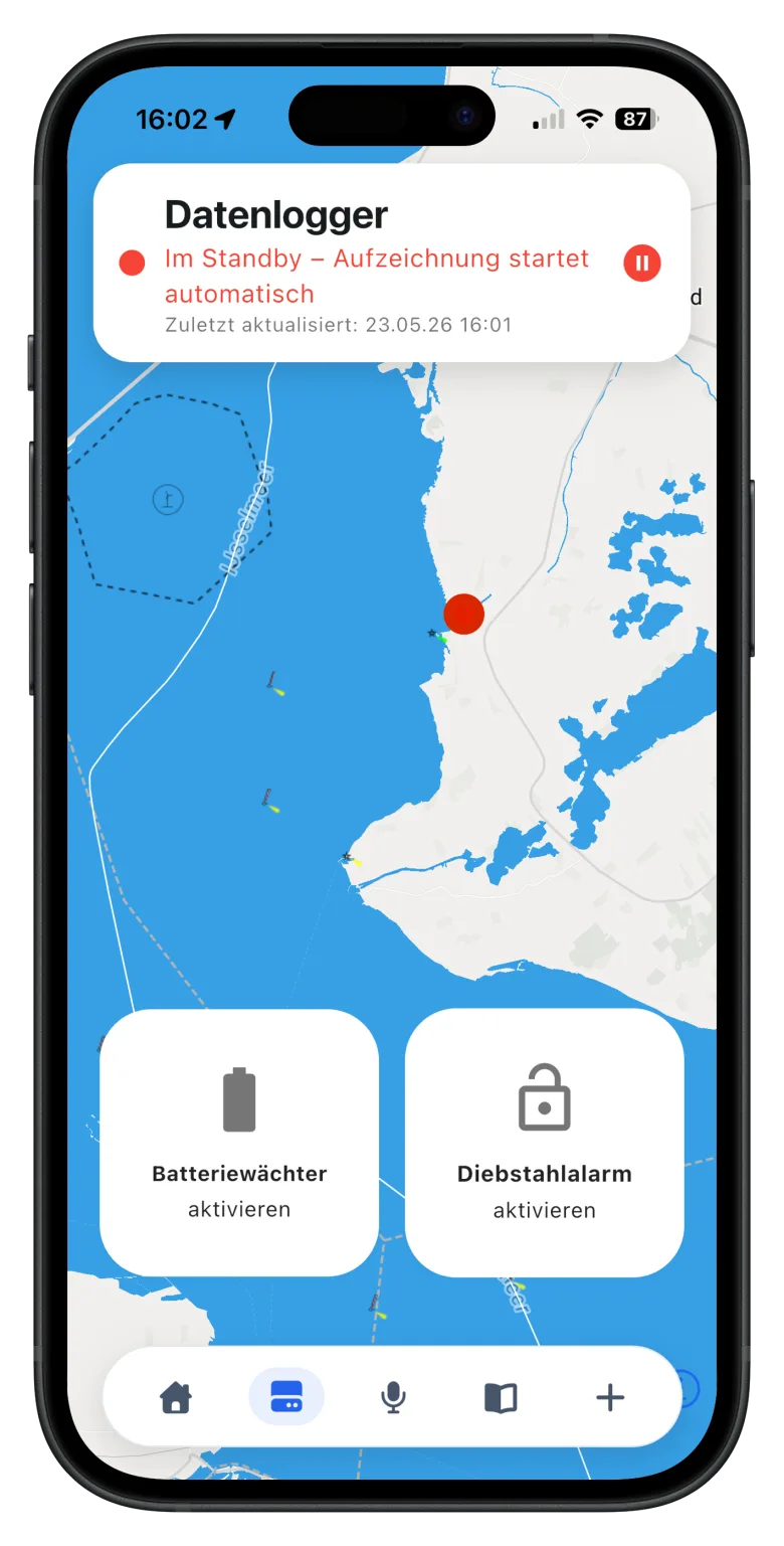Datenlogger mit Live-Karte und Batteriewächter