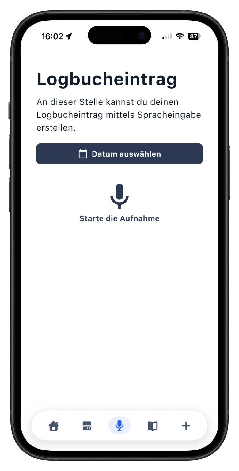 Logbucheintrag per Sprachaufnahme erstellen