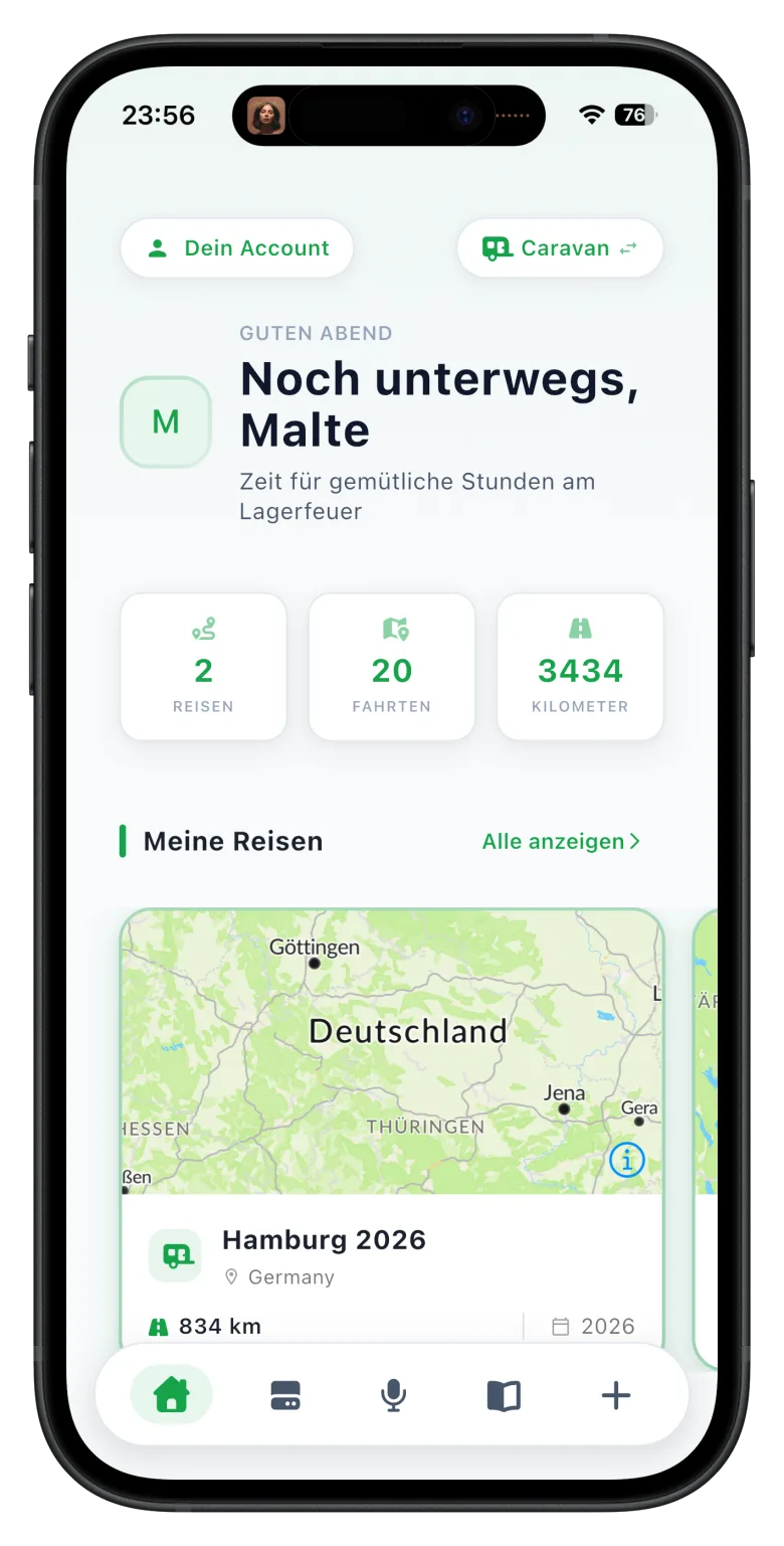 DiLog Dashboard – Reisestatistiken und Karte